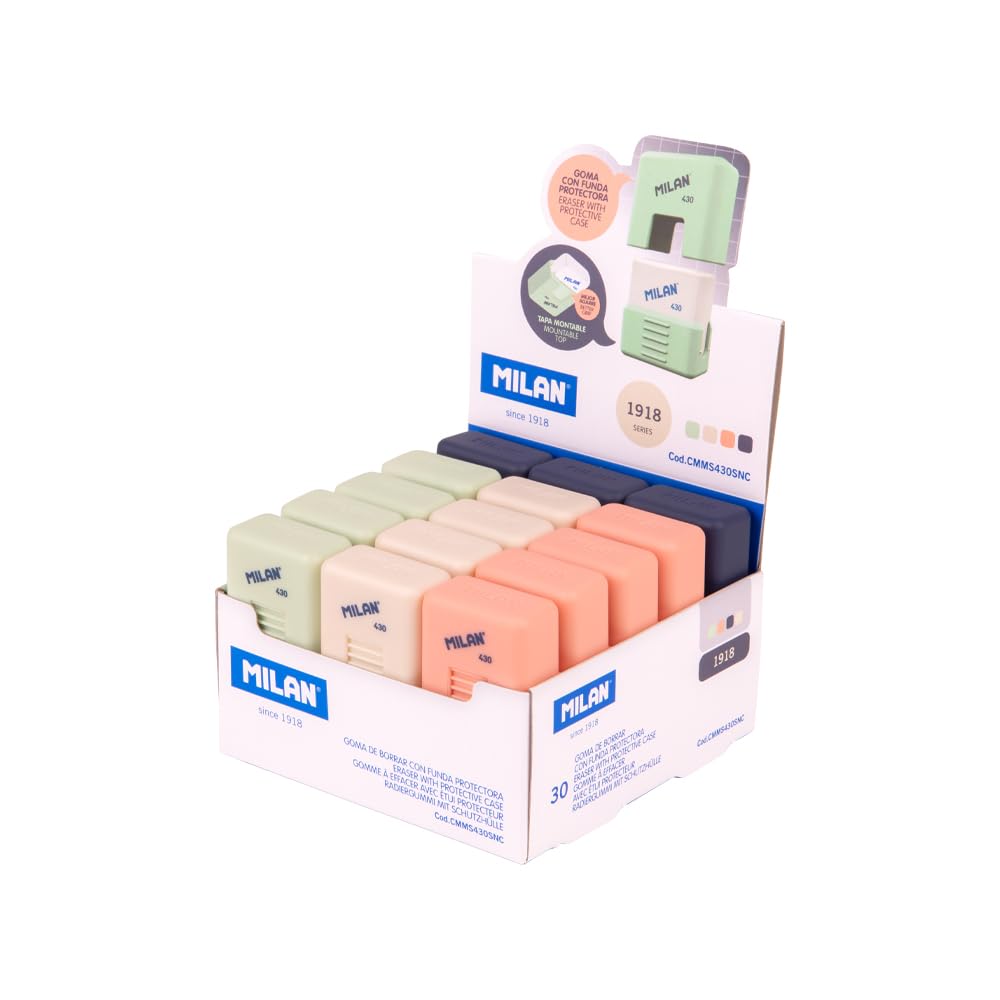 MILAN® Caja expositora 30 gomas miga de pan 430 con funda School, serie 1918