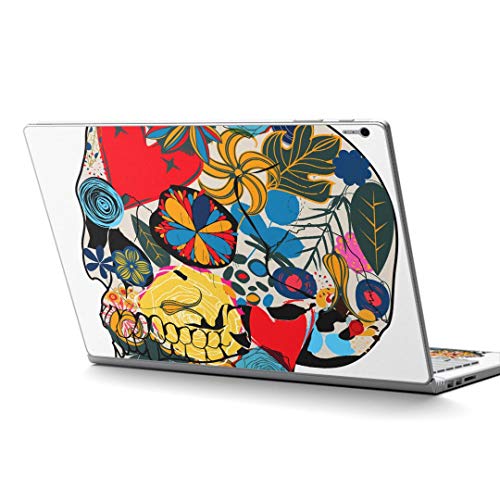 igsticker Surface Book2 Book3 15inch 専用 スキンシール サーフェス ブック 15インチ用 シール 007618 ユニーク 花 フラワー ドクロ 骸骨