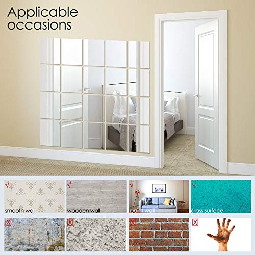Bbto 20 Pieces Mirror Sheets Self Adhesive Non Glass Cut To Size Mirror Stickers Tiles For Wall Flexible Sticky Mirror #TOP3