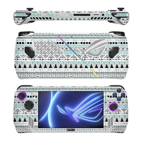 Image of MightySkins Carbon Fiber Skin Compatible with Asus ROG Ally - Turquoise Tribal | Protective, Durable Textured Carbon Fiber Finish | Easy to Apply