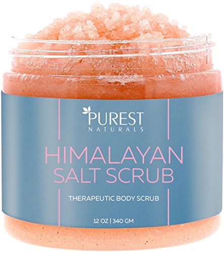 Purest Naturals Himalayan Salt Body Scrub - Deep Cleansing Exfoliator with Shea Butter, Dead Sea Salt, Jojoba Oil & Essential Oils – Moisturizes, Soothes & Promotes Glowing, Radiant Skin 12oz