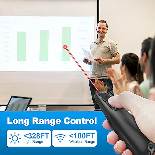 wireless presentation clicker powerpoint presenter remote  usb type c clicker with red laser pointer long range ppt control -power point google slide advancer for mac laptop pc computer keynote