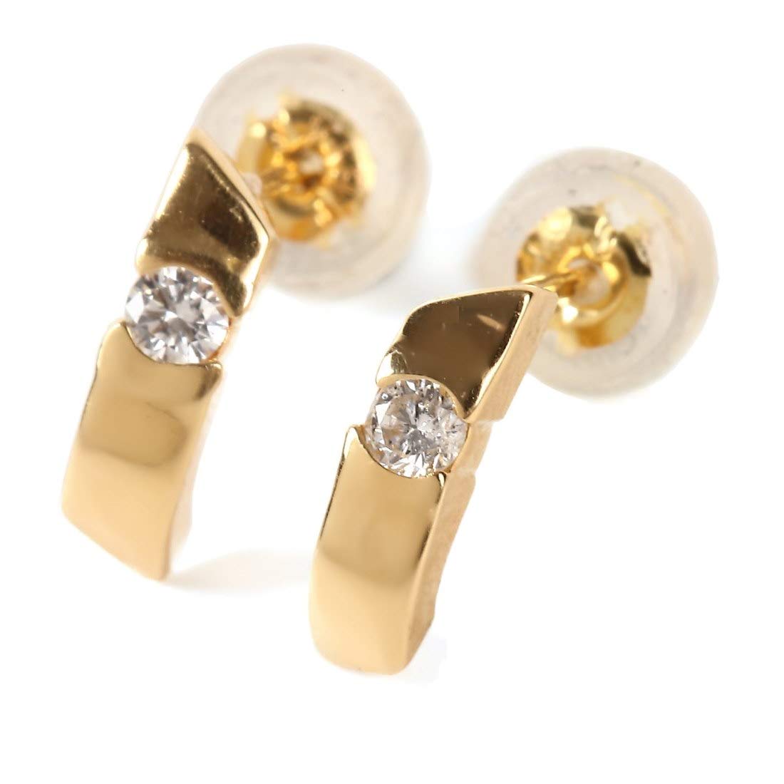 Amazon | [ハッピーグッツショップ] K18 ダイヤモンド ピアス 0.1ct