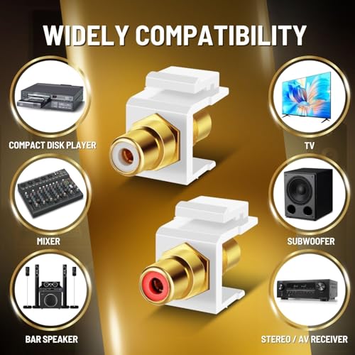 Conector keystone jack modular para placa de pared con dos canales de audio hembra 5