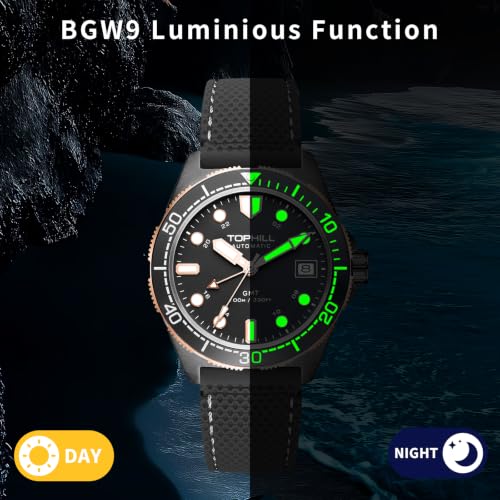 Image of TOPHILL Men Watches Automatic Mechanical Watches - Dive, GMT, Chronograph & Dress Styles | 316L Stainless Steel, Sapphire Crystal, Ceramic Bezel | 5ATM-300M Waterproof with Super Luminous | Classic Business & Sport Casual
