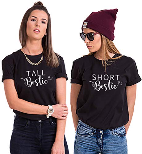 Soul Couple Tall Short Best Friend Tees for Teen Girls - 3 BFF Shirts for 2 Girls - Funny Tops