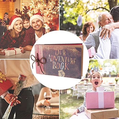 AIOR Photo Album Scrapbook Our Adventure Book Pixar Up Scrap Book 80 Pages, DIY Handmade Family Retro Memory Book Wedding Guestbook Anniversary Birthday Gifts ( D )