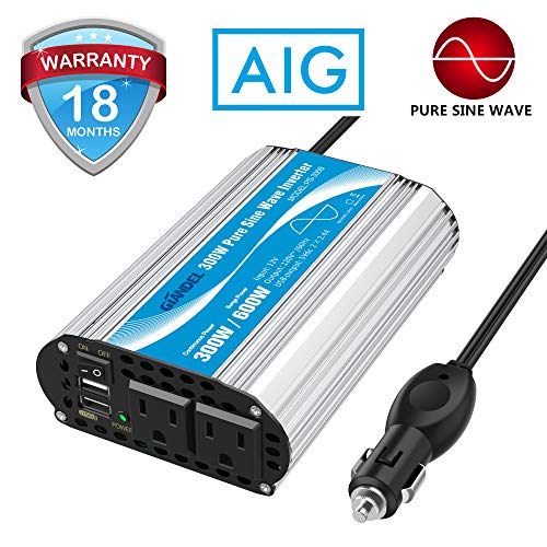 GIANDEL 300Watt Pure Sine Wave Car Power Inverter 12V DC to 120V AC