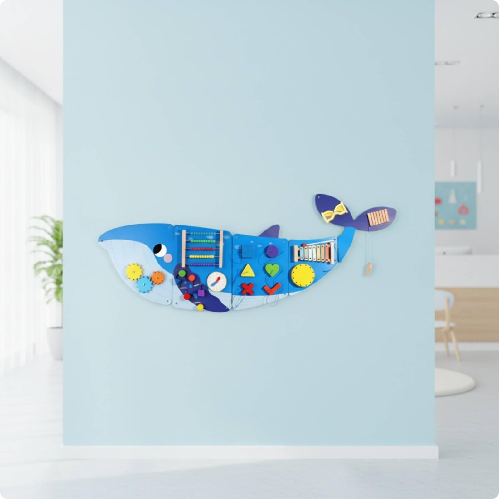 Amagogo Kinder Wandtafel Aktivitätsbrett Lernboard Spieltafel aus Holz mit Schiebern Perlen Zahnrädern Drehteilen zur, 4,8 Kg, Regenbogen Wandspiel