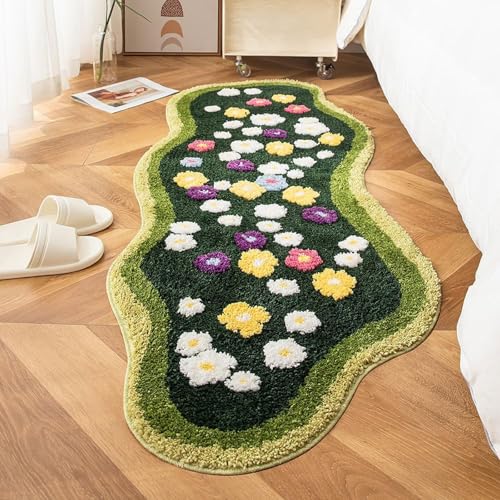 Tapete baño 2x5.3 pies verde 3D musgo suave