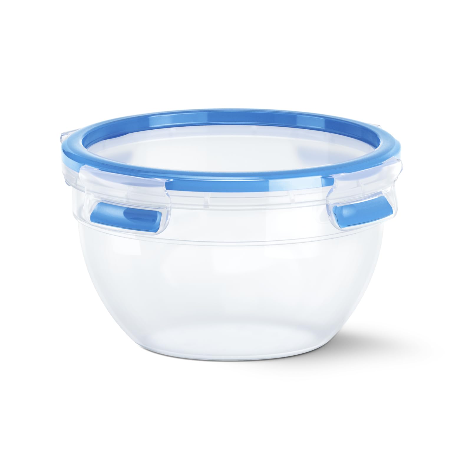 EMSA Clip & Close Frischhaltedose, rund, 1,1 L, mit Deckel, Aufbewahrungsbox, 100 Prozent dicht, spülmaschinen-, gefrier-, mikrowellenfest, Transparent, Blau, Made in Germany, 518096