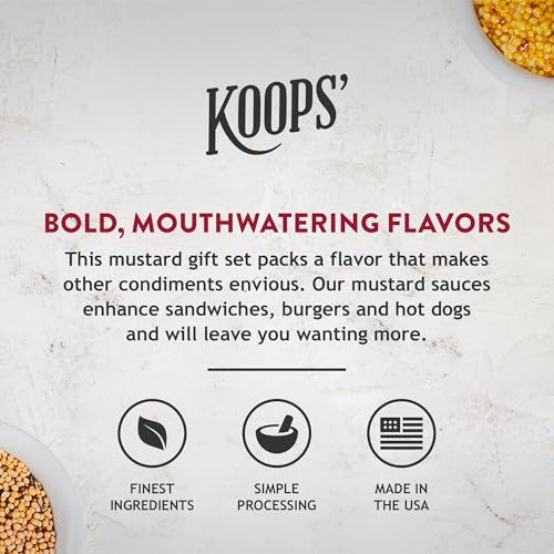 Image of Koops' Dusseldorf & Arizona Heat Mustard - German-Style Bratwurst Mustard, Sweet and Spicy Mustard, Gluten-Free, Kosher, Made in USA, From Quality Mustard Seeds - 12 Oz, Pack of 2