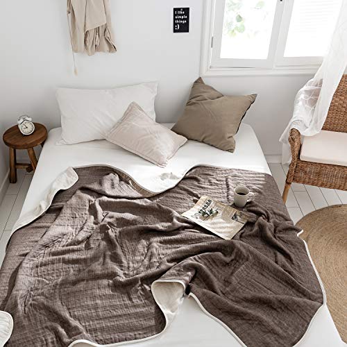 三幸 日本製6重ガーゼケット 肌掛け シングル 綿100% コットン ガーゼ ふんわり 天然素材 やわらかい 心地よい 肌触り 吸湿性 通気性 オールシーズン 洗える ブラウン 208673-0027