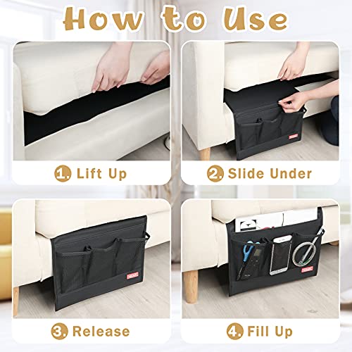 Hakacc Bedside Caddy/Bedside Storage Organizer,Remote Control Holder Armchair Organizer Couch Caddy Sofa Armrest Bag For Tablet Magazine Phone Remotes, Black #TOP2