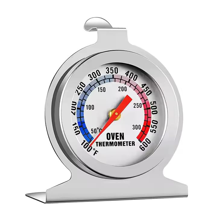Image of Oven Thermometer, Stainless Steel, 100-600F Temperature Range, Kitchen Cooking Monitor