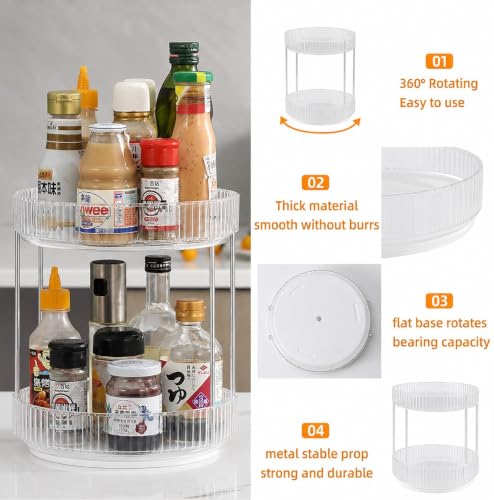 Image of MECHDEL Makeup Organiser Box with Drawers, Perfume, Cosmetic and Skincare Storage Stand, Dressing Table Organiser for Lipstick, Nail Polish (360 Rotating-Transparent White, 1 Tier)