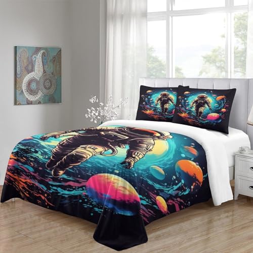 Parure de lit 3 pièces astronaute en microfibre avec housse de couette zippée - 5