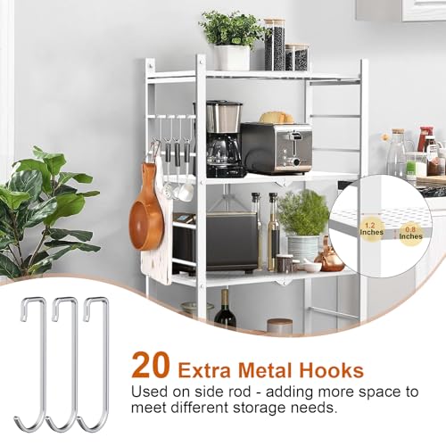 Image of Himix 4-Tier Foldable Metal Storage Shelf with Wheels Kitchen White | Metal collapsible organization, Folding shelves rack, Wire shelving, Garage, Unit rolling cart, No assembly, Holds 352 Ibs