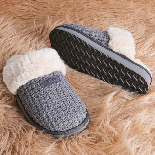 Image of OOW Cozy House Slippers for Women with Memory Foam Fuzzy Shoes for Indoor