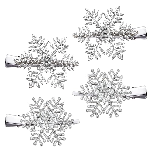 Pinzas para el pelo de Navidad con copo de nieve y diamantes de imitación para mujer