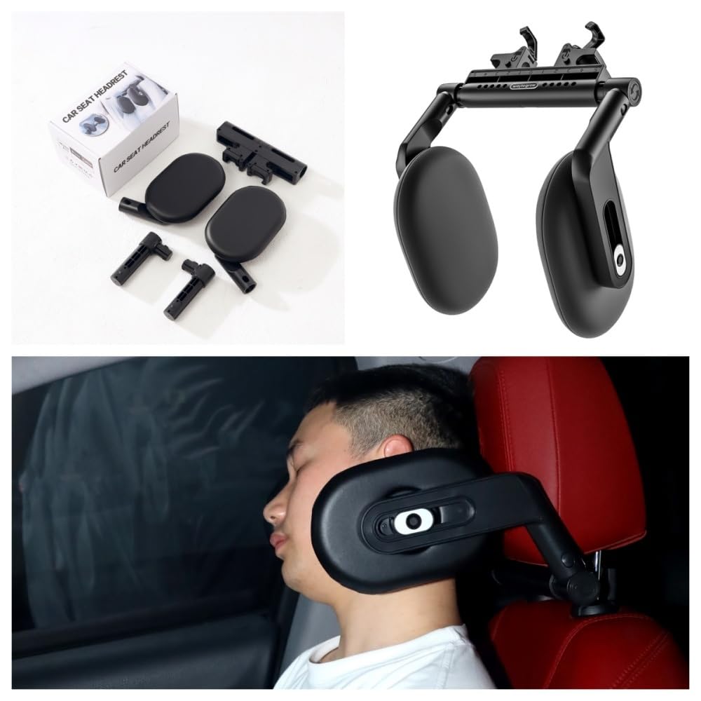 Car Genuine Leather Headrest Pillow 180 Degrees Adjustable Car Seat Headrest Head Rest Pillow for Car Suitable for Adults and Children to Sleep While Traveling Booster Car Seat car Accessories