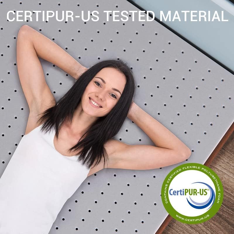 Miniatura 7 de Maxzzz Cubrecolchón de espuma viscoelástica de 3 pulgadas, tamaño individual, cubrecolchón de bambú para cama, colchón ventilado, felpa certificada