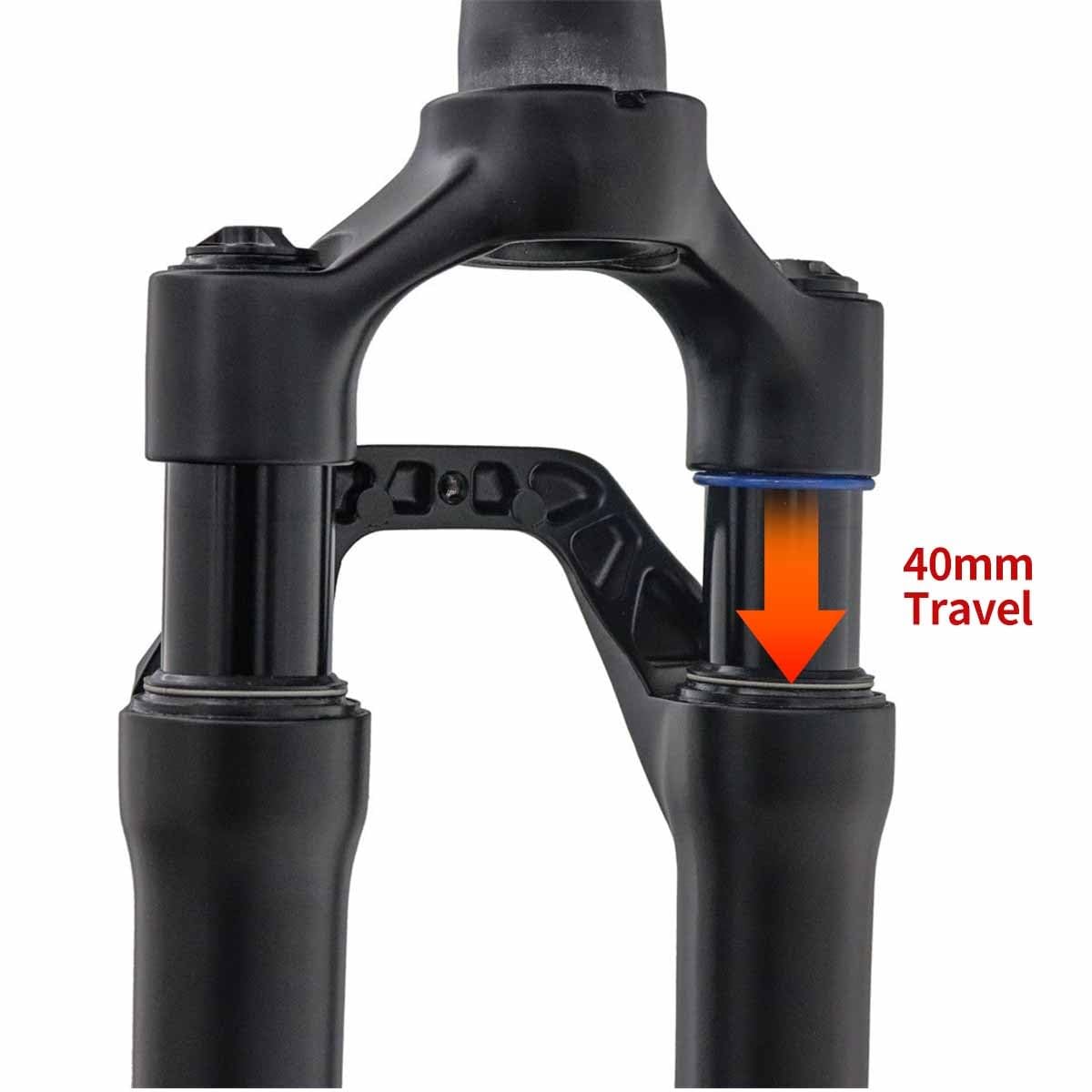 700C Gravelbike-Federgabel, 40 mm Federweg, 1-1/2" konisch, Offroad-Scheibenbremse vorne, XC-Luftfederung, manuelle Blockierfunktion, 100 x 12 mm Steckachse