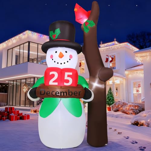 Enchanting 6.8 FT Snowman Christmas Inflatable With Calendar Box