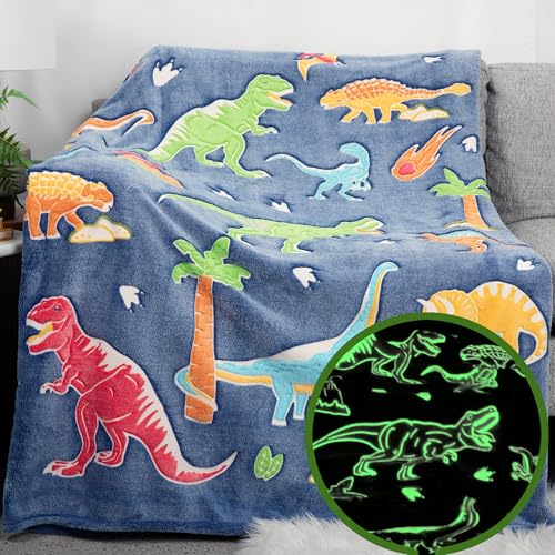 Glow in The Dark Dinosaur Blanket for Kids, 50