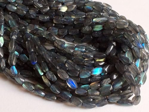 Labradorite facettée de 7mm de qualité gemme reflets bleus pour création collier - 4