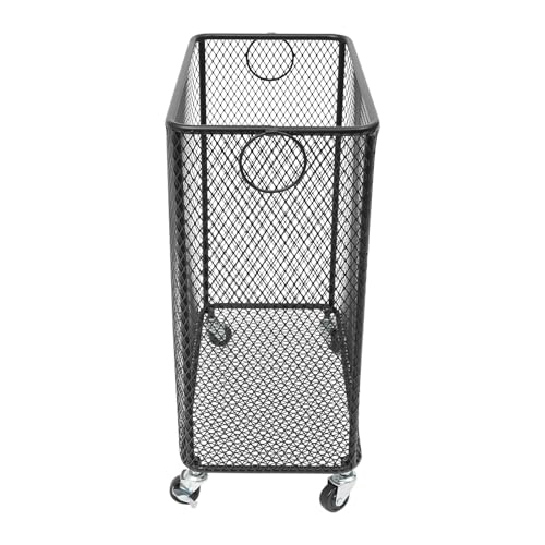 Image of Wire Metal Rolling Laundry Basket On Wheels,Mesh Wire Laundry Basket Storage Cart for Bathroom Bedroom Dirty Clothes Storage (B)