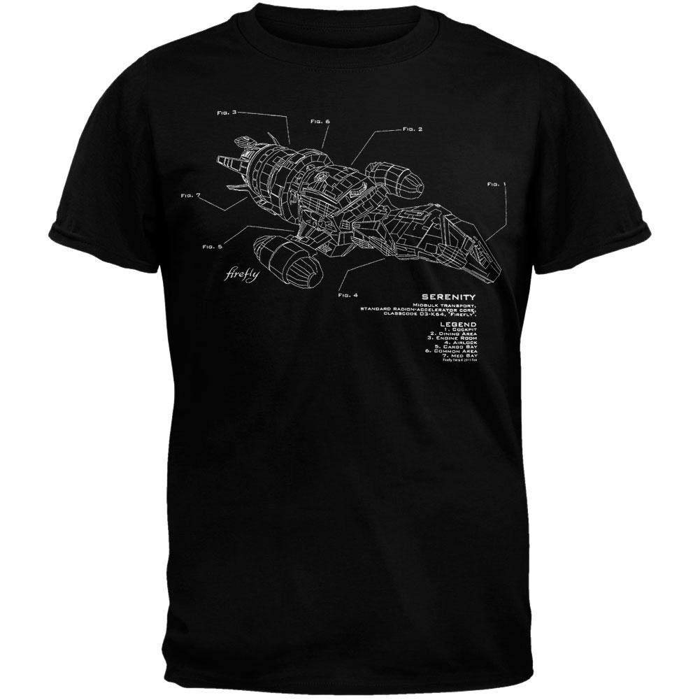 Firefly - Mens Serenity Ship T-Shirt - X-Large Black
