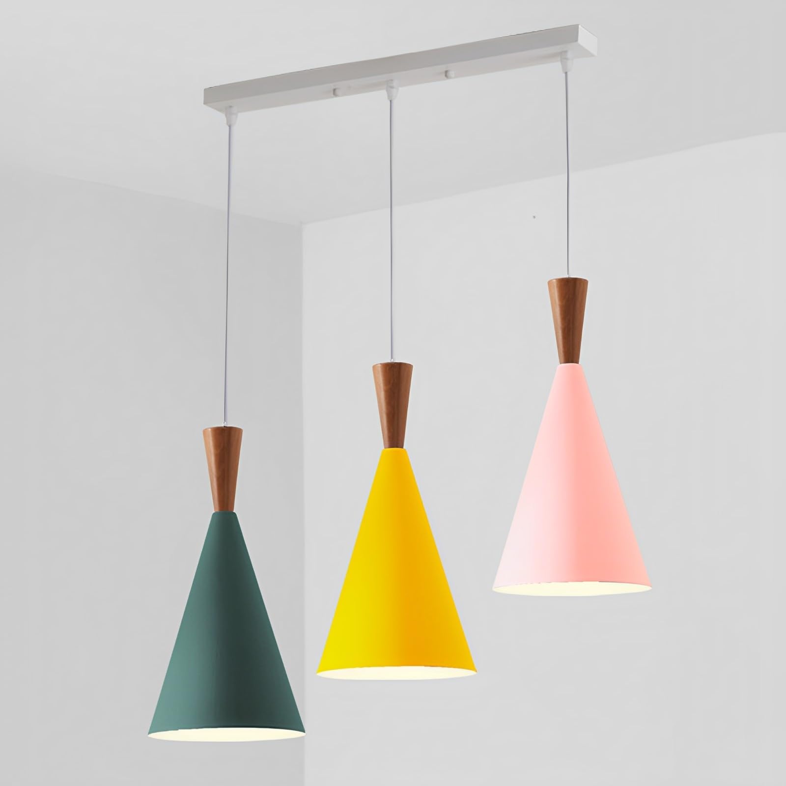 SXSHEYS Modern Linear Chandelier Dining Room Pendant Lighting Colorful Metal Light Fixtures 3 E26 Hanging Lamp For Bedroom Kitchen Island