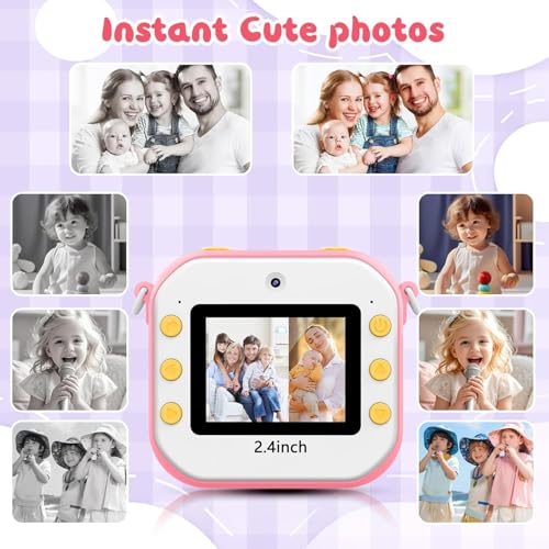 Kids Camera Instant Print, 64GB 1080P Dual-Lens Selfie Instant Cameras Video, 48MP Birthday Gifts Instant Print Camera for Kids with Print Paper,Gift for Girls Age 3 4 5 6 7 8 9 10 11 Toddler Toy - Image 4