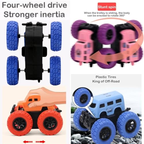 Image of PLUSPOINT Monster Truck Toys - Friction Powered Toy Cars Push and Go Vehicles for Kids Best Christmas Birthday Party Gift for Boys Girls Aged 3 and Above (Climber 3pc)