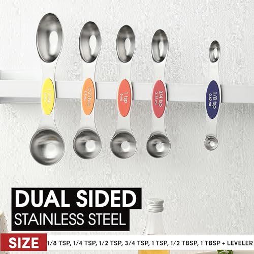 Image of Spring Chef Stainless Steel 8 Magnetic Measuring Spoons, Mountain Sunrise