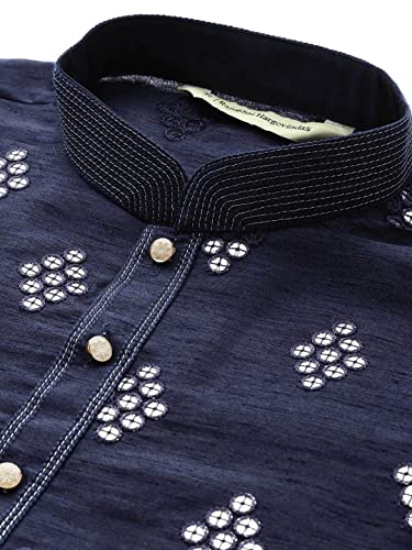 Image of Rajubhai Hargovindas Men's Jacquard Work Kurta Set