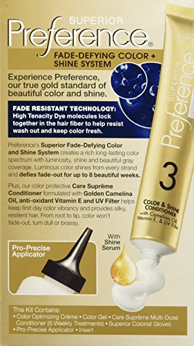 L'Oréal Paris Superior Preference Fade-Defying + Shine Permanent Hair Color, 2 Purest Black, 1 kit Hair Dye