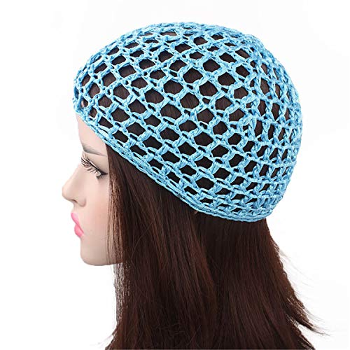 Image of Qianmome Women Soft Rayon Snood Hat Hair Net Crocheted Hair Net Cap Mix Colors