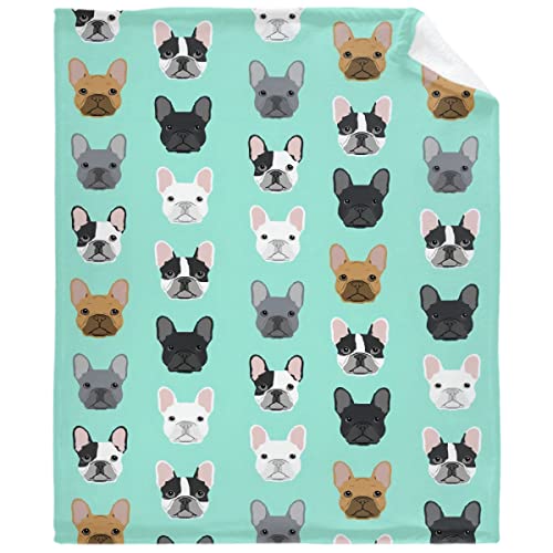 French Bulldog Faces Pattern Throw Blanket | Flannel Fleece Ultra...