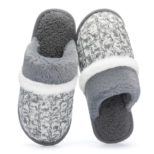 Image of GOEWY Cozy Slippers for Women Indoor and Outdoor Fuzzy House Shoes with Memory Foam Anti-Skid Sole Gifts for Women Mom Ladies