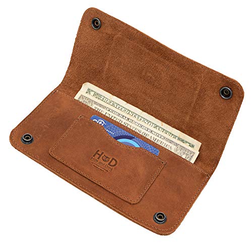 Hide & Drink, Double Snap Folio Wallet Handmade from Full Grain Leather (Single Malt Mahogany) - Image 3