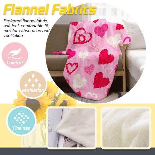 Manta Polar 220 x 240 Estampado de Corazones, Mantas para Cama 105 de Franela Cálida y Cómoda para Niños y Adultos, Mantitas para Sofá Reversible para Cubre Sofa Colchas, Fácil de cuidar_6959a