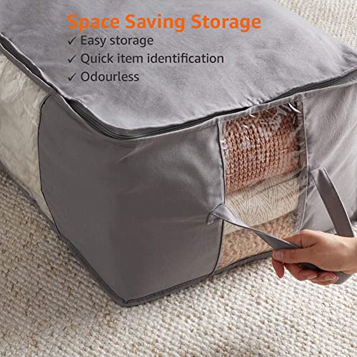 Amazon Basics Canvas Closet Storage Bag with Window and Handles - 23.6 x 17.7 x 11.3 Inches, Gray - Image 6
