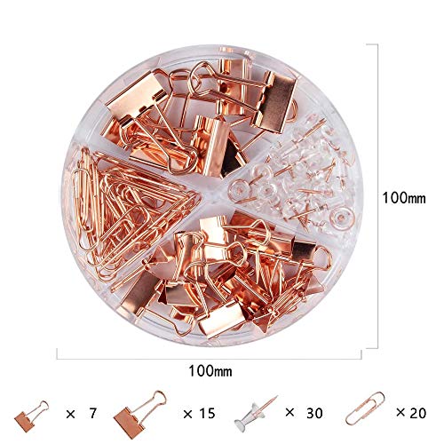 Creechwa Rose Gold Desk Accessories And Office Stationery 4Pcs Set, With Organizer, Stapler, Pen Holder, Paper Clip Binder Pushpin, Holiday Gifts For Family, Friends, Kids And Women #TOP5