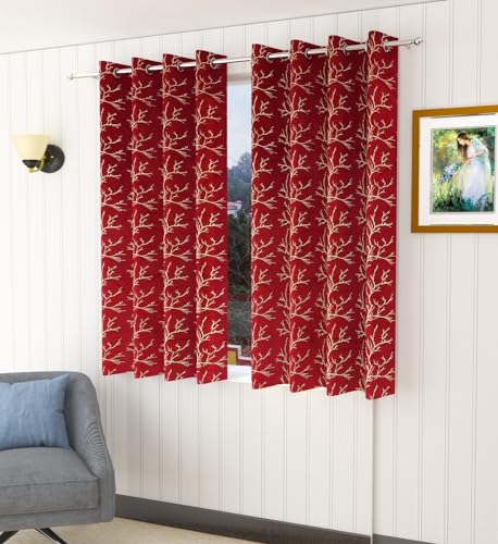 Image of Homefab India Velvet Curtains Room Darkening - Window 5 feet, Pack of 2 Panels, Maroon