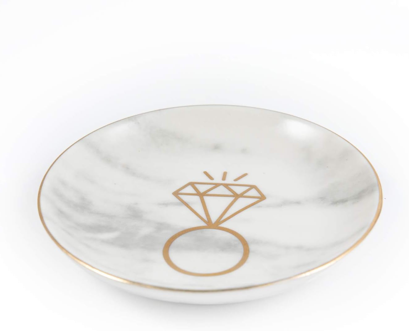 Homazing Marble Ceramic Ring Dish Jewelry Dish Ring Holder Jewelry Organizer with Golden Edged - Home Decor - Unique Wedding Gifts, Engagement Gifts, Bridal Shower Gifts, for Women and Wife