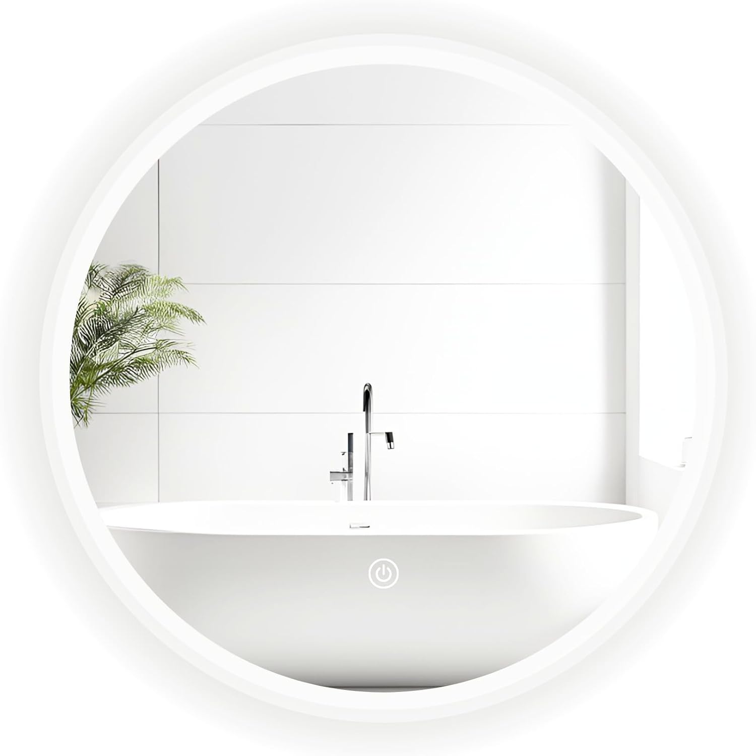 Decoramex - Circular Mirror LED Light 60 cm Touch Dimmer Polished Edge, Ideal for your bathroom or vanity