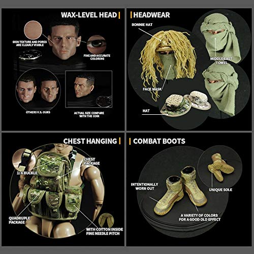 Yeibobo ! Highly Detail Special Forces 12Inch Action Figure Swat Team (Sniper - Desert) #TOP4