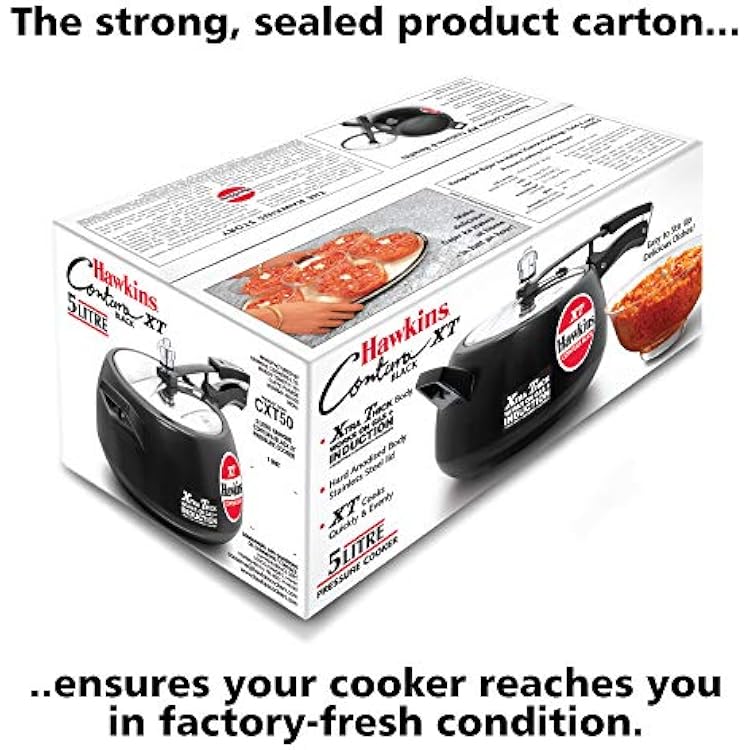 Hawkins Contura Hard Anodized Induction Compatible Extra Thick Base Pressure Cooker, Black, 5L